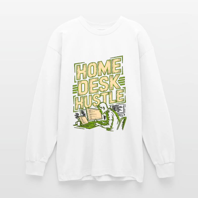 Remote Developer Home Desk Hustle Remote Coder Oversized Long Sleeve T-Shirt