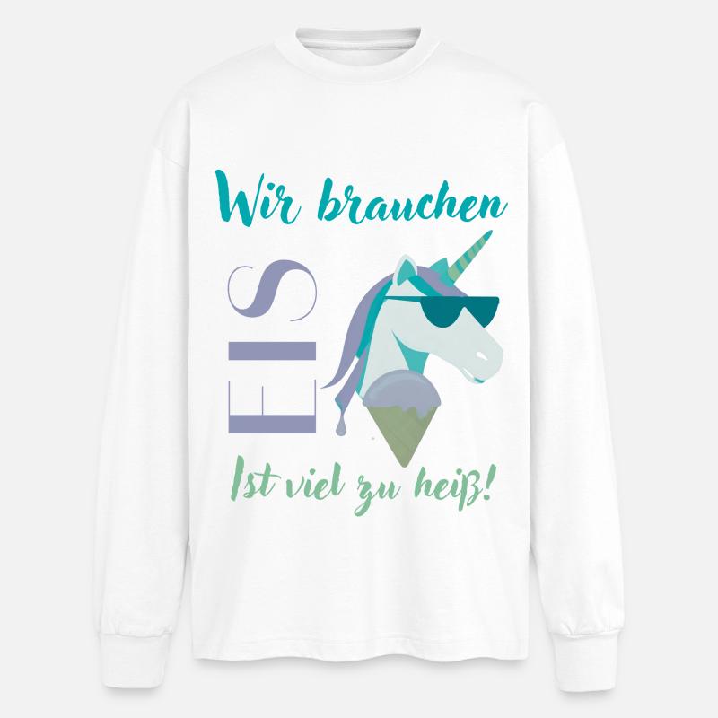 Wir brauchen Eis Einhorn Sommerdesign - Oversized Langarmshirt - Weiß