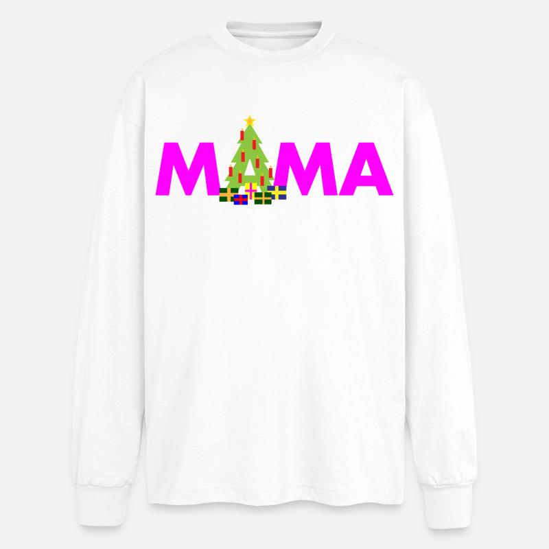 Mama Weihnachtsbaum - Oversized Langarmshirt  - Weiß