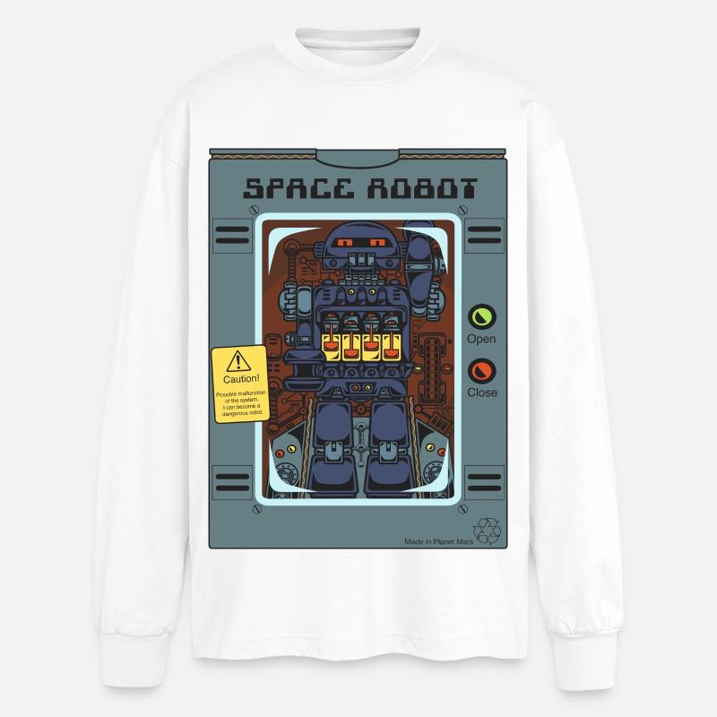 Spielzeug-Weltraumroboter. - Oversized Langarmshirt  - Weiß