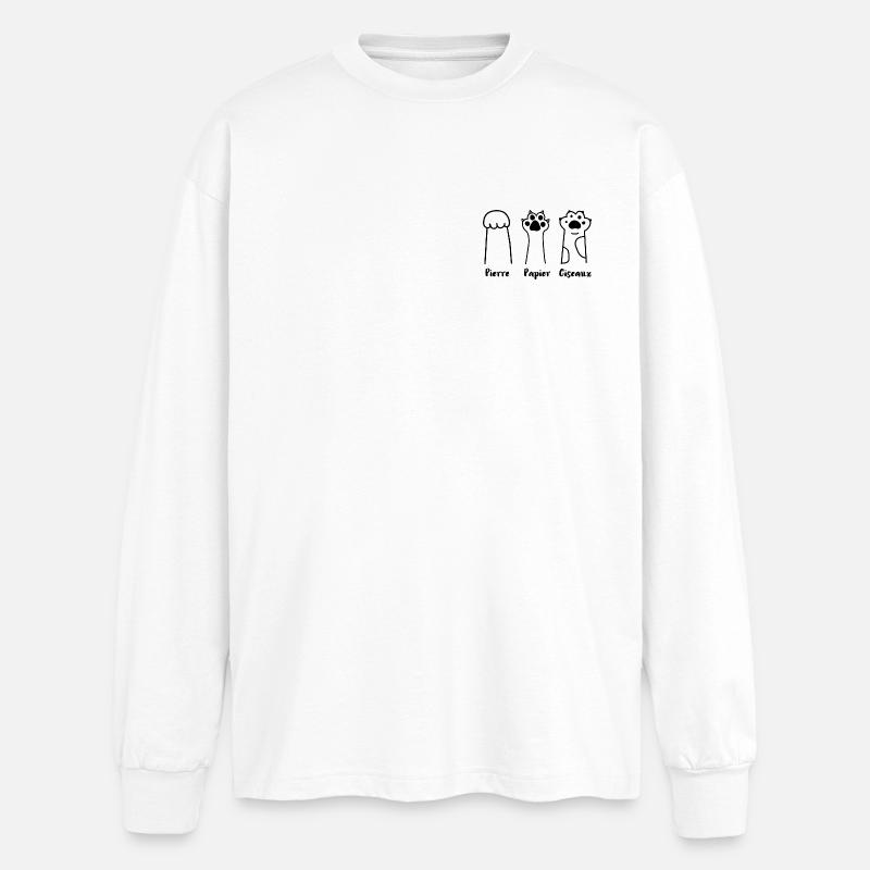 Jeu de Patte: Pierre, Papier, Ciseaux - T-shirt manches longues oversize - blanc