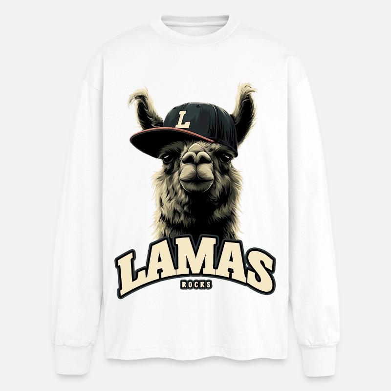 Lamas Rocks - Oversized Langarmshirt  - Weiß
