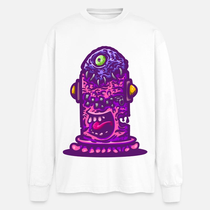 Violettes psychedelisches Monster - Oversized Langarmshirt  - Weiß
