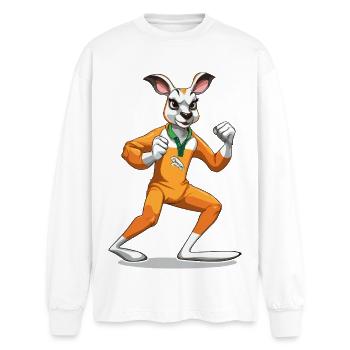 Salopette orange Kangaroo Battle Step - T-shirt manches longues oversize - blanc - Devant - AI Model Male 185 light (185cm)