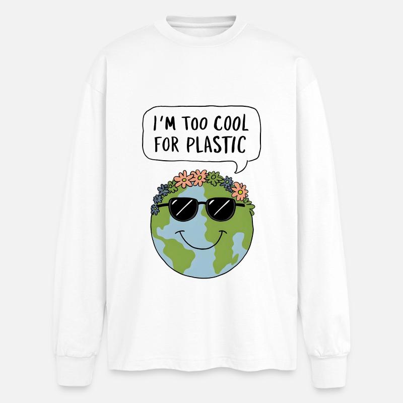 Too Cool for Plastic - Oversized Langarmshirt  - Weiß