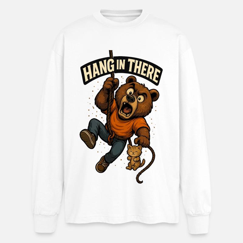 Halten Sie durch Bärenabenteuer - Oversized Langarmshirt  - Weiß