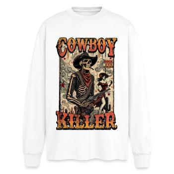 Cowboy-Killer - Oversized Langarmshirt  - Weiß - Vorne - AI Model Male 185 light (185cm)