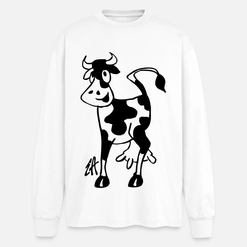 Kuh - Oversized Langarmshirt - Weiß