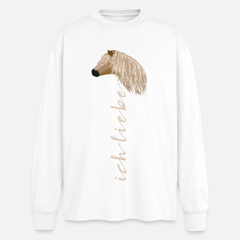 Ich liebe Haflinger - Oversized Langarmshirt  - Weiß