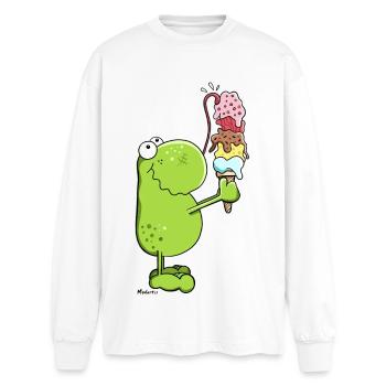 Frosch mit Eis - Oversized Langarmshirt  - Weiß - Vorne - AI Model Male 185 light (185cm)