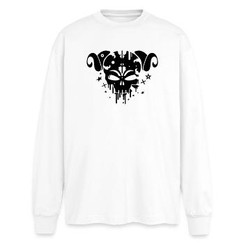 Le crâne Satyre - T-shirt manches longues oversize - blanc - Devant - AI Model Male 185 light (185cm)