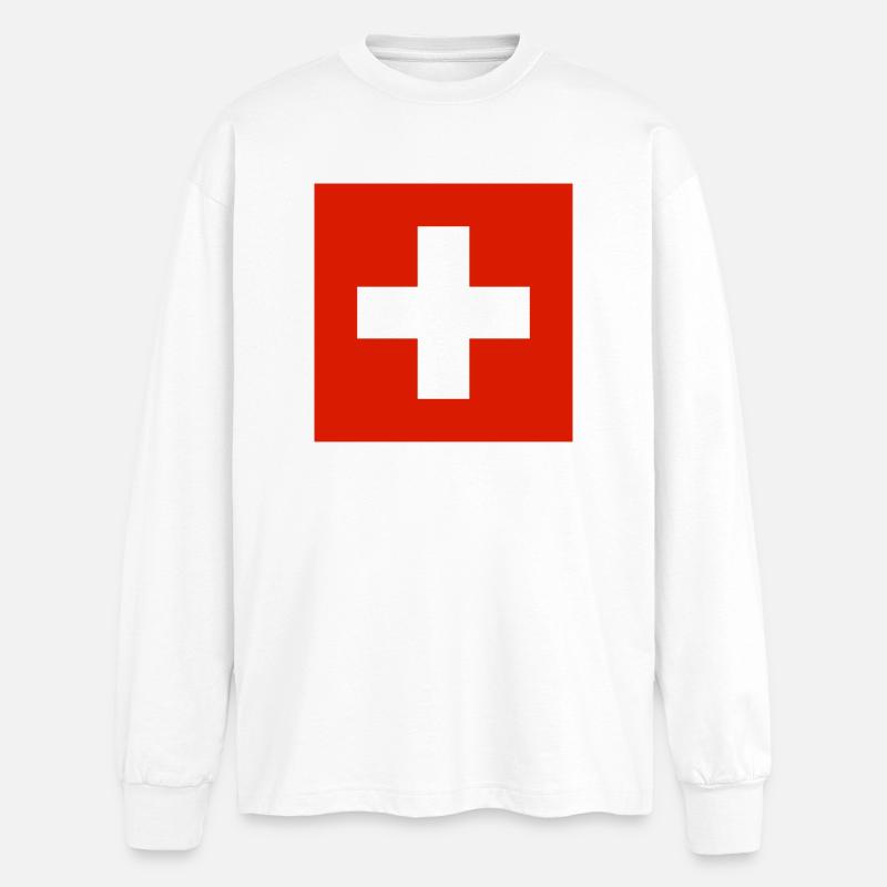 Schweiz - Oversized Langarmshirt  - Weiß
