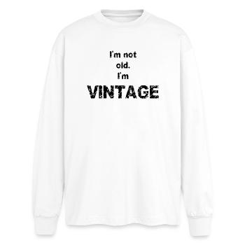 Vintage - Oversized Long Sleeve T-Shirt - white - Front - AI Model Male 185 light (185cm)