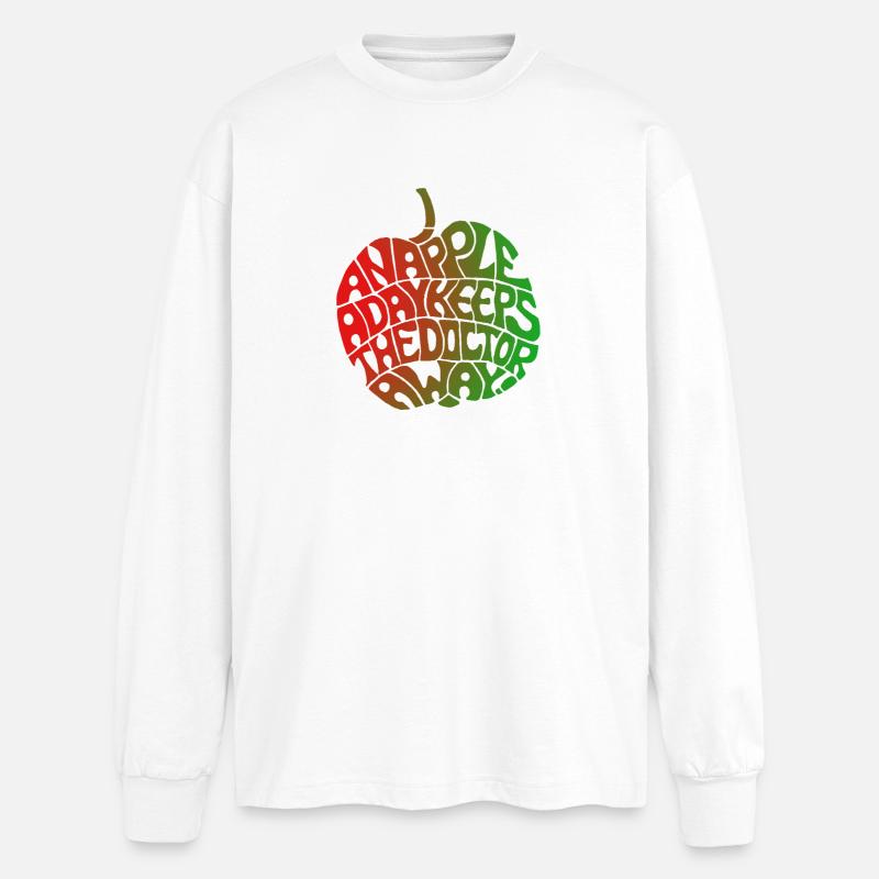 "Apple Design" Rouge - Vert par Chris Illustrations - T-shirt manches longues oversize - blanc