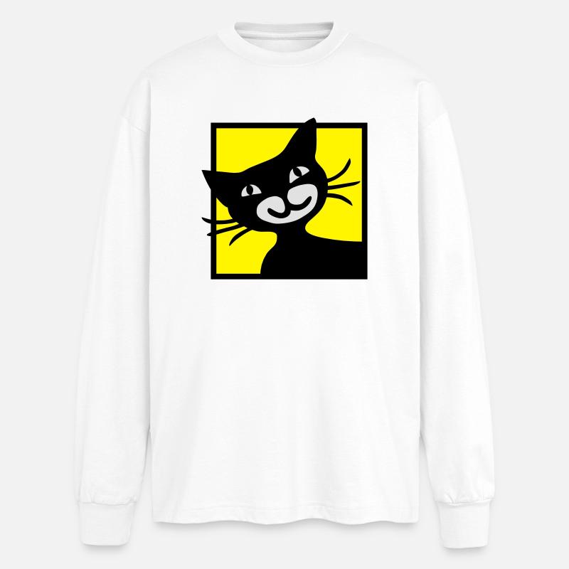 Katze - Oversized Langarmshirt  - Weiß