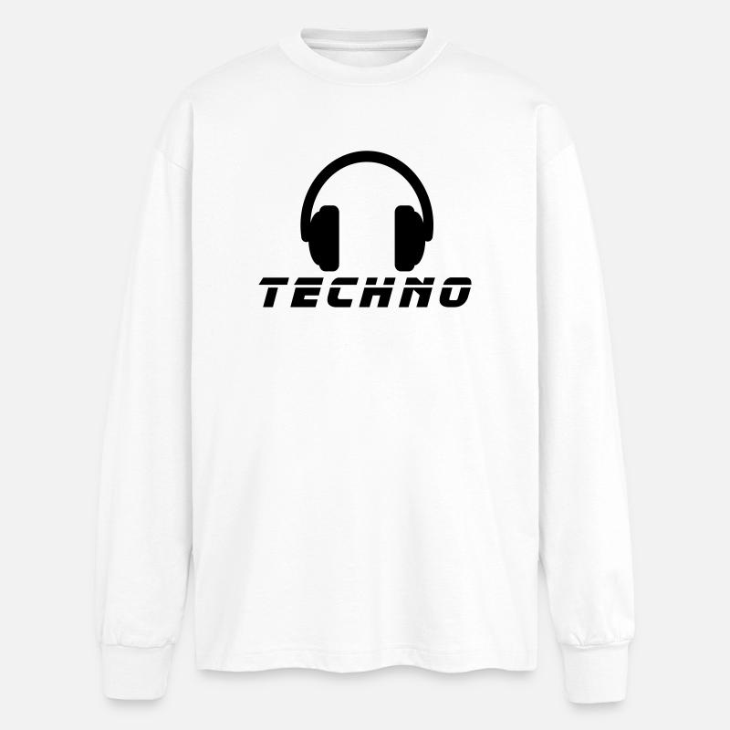Techno - Oversized Long Sleeve T-Shirt - white