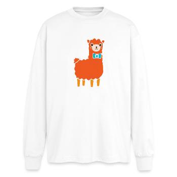 Alpaka - Oversized Langarmshirt  - Weiß - Vorne - AI Model Male 185 light (185cm)