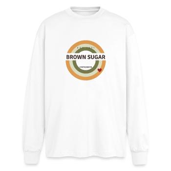 Brown sugar - Oversized Long Sleeve T-Shirt - white - Front - AI Model Male 185 light (185cm)