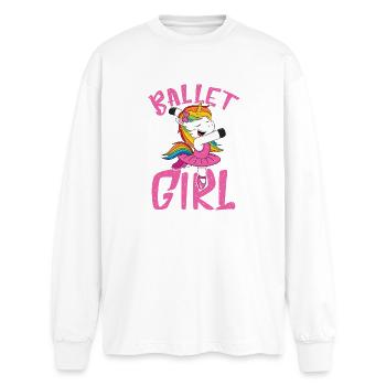 Ballet unicorn in glitter look - Oversized Long Sleeve T-Shirt - white - Front - AI Model Male 185 light (185cm)