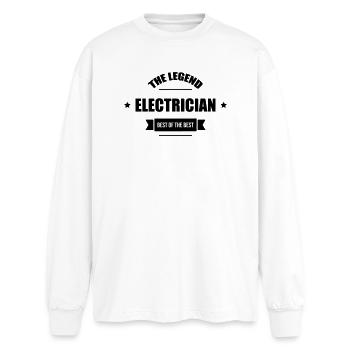 Elektriker / Elektrizität / Arbeit / Job - Oversized Langarmshirt  - Weiß - Vorne - AI Model Male 185 light (185cm)