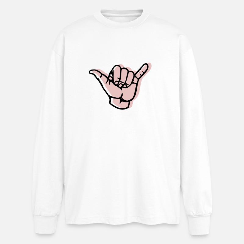 Hand shaka offset - Oversized Long Sleeve T-Shirt - white