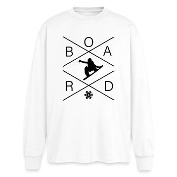 Board - Oversized Long Sleeve T-Shirt - white - Front - AI Model Male 185 light (185cm)