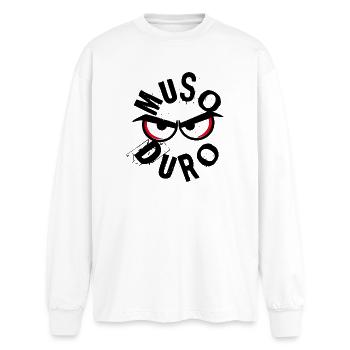 Muso Duro - Visage grincheux - T-shirt manches longues oversize - blanc - Devant - AI Model Male 185 light (185cm)