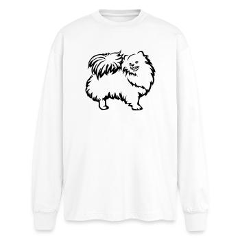Spitz nain - T-shirt manches longues oversize - blanc - Devant - AI Model Male 185 light (185cm)