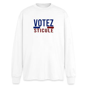 Votez humour - T-shirt manches longues oversize - blanc - Devant - AI Model Male 185 light (185cm)