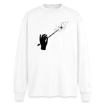 Wand, Magician, Magic, Hand - Oversized Long Sleeve T-Shirt - white - Front - AI Model Male 185 light (185cm)