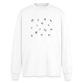 Lettres - T-shirt manches longues oversize - blanc - Devant - AI Model Male 185 light (185cm)
