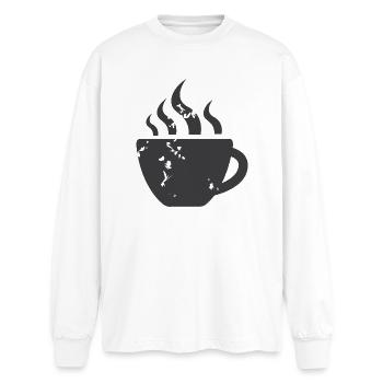 Cafe Coffee Friends Gastro Bistro Symbol Icon - Oversized Long Sleeve T-Shirt - white - Front - AI Model Male 185 light (185cm)