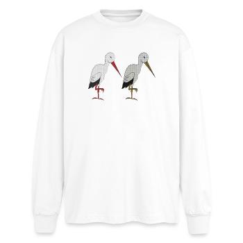 pair of storks - Oversized Long Sleeve T-Shirt - white - Front - AI Model Male 185 light (185cm)