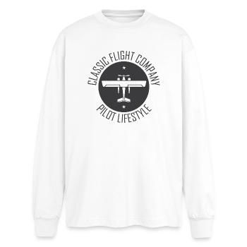 Symbole d’avion Flying Pilot Pilots Classic - T-shirt manches longues oversize - blanc - Devant - AI Model Male 185 light (185cm)