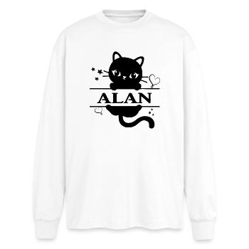 T-Shirt Alan T-Shirt Geschenkidee - Oversized Langarmshirt  - Weiß - Vorne - AI Model Male 185 light (185cm)