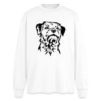 Tête de Border Terrier - T-shirt manches longues oversize - blanc - Devant - AI Model Male 185 light (185cm)