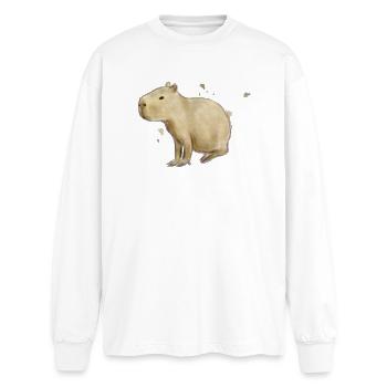 Chill Capybara – Cute & Calm Rodent Illustration - Oversized Long Sleeve T-Shirt - white - Front - AI Model Male 185 light (185cm)