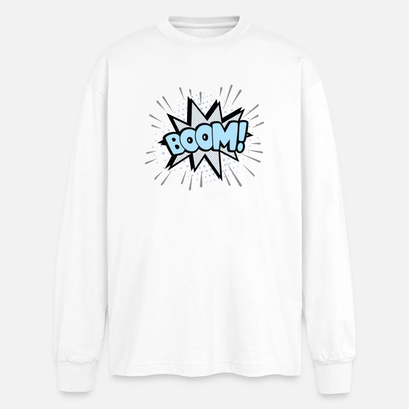 Boom blue - Oversized Long Sleeve T-Shirt - white