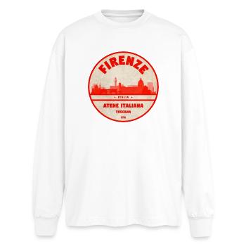 Florenz Vintage Stadtsiegel - Oversized Langarmshirt  - Weiß - Vorne - AI Model Male 185 light (185cm)