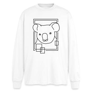 Koala en forme géométrique - Conception d’art au trait - T-shirt manches longues oversize - blanc - Devant - AI Model Male 185 light (185cm)