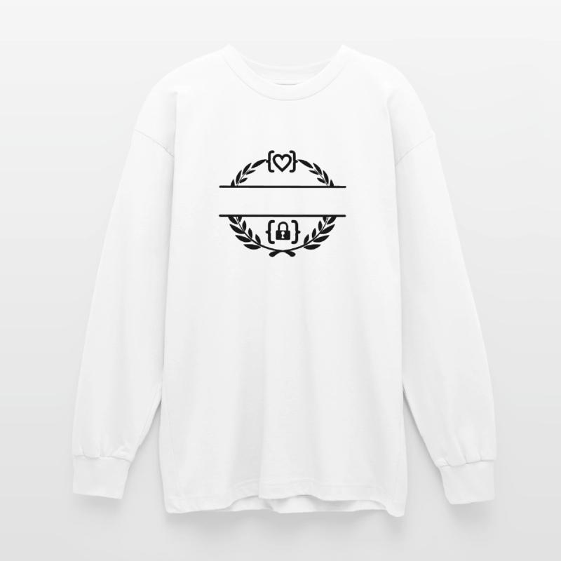 Code avec cœur et code avec cadenas couronne de laurier m T-shirt manches longues oversize