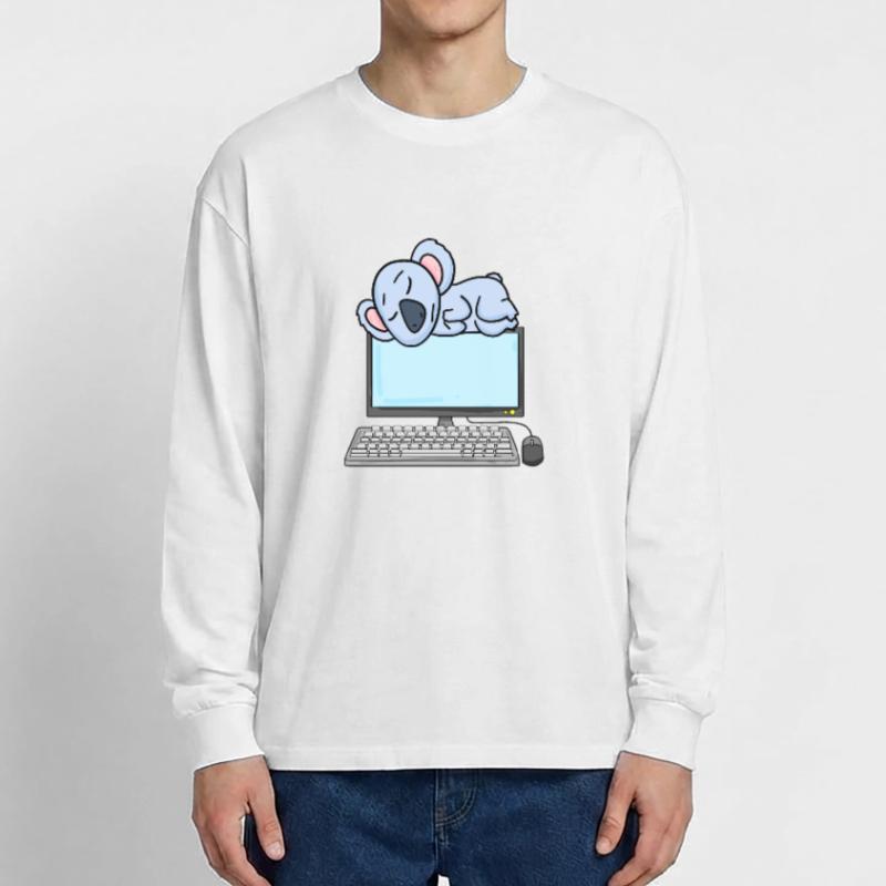 Koala Computer Nerd Programmierer Geschenk Oversized Langarmshirt 