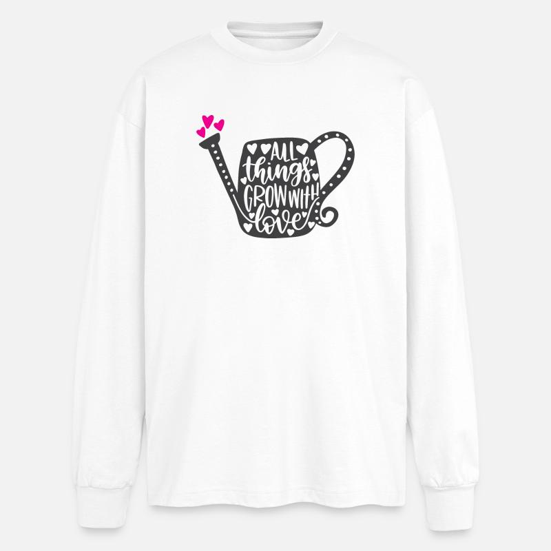 Alle Dinge wachsen mit Liebe - Oversized Langarmshirt  - Weiß