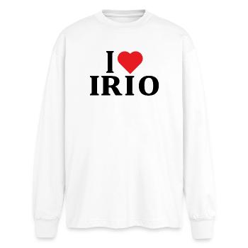 nom t-shirt I love Irio t-shirt idée cadeau - T-shirt manches longues oversize - blanc - Devant - AI Model Male 185 light (185cm)