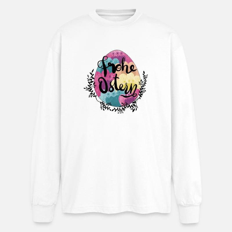 Easter Egg Flowers Happy Easter - Oversized Long Sleeve T-Shirt - white