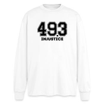 réforme des retraites, Macron, injustice - T-shirt manches longues oversize - blanc - Devant - AI Model Male 185 light (185cm)
