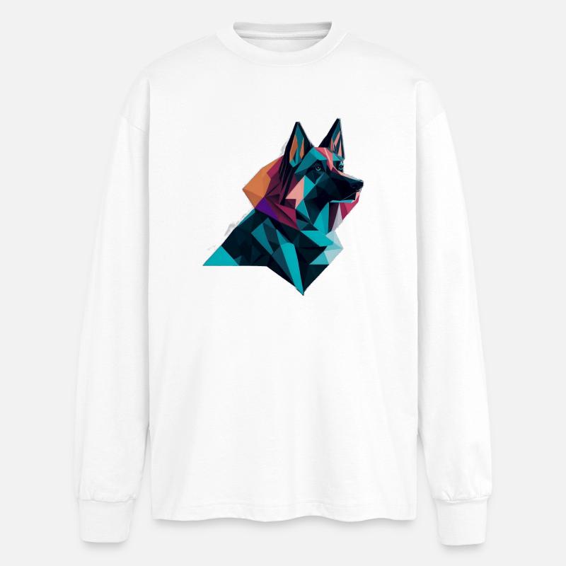 Schäferhund - Oversized Langarmshirt  - Weiß