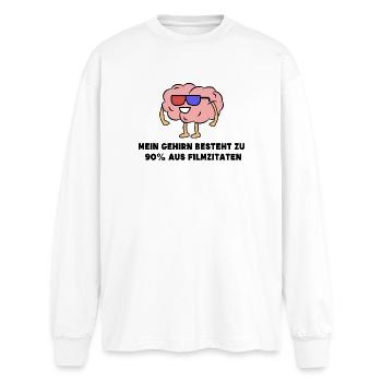 Movies Statement Movie Watching Theatre Streaming - Oversized Long Sleeve T-Shirt - white - Front - AI Model Male 185 light (185cm)