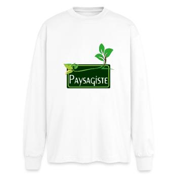 Paysagiste - T-shirt manches longues oversize - blanc - Devant - AI Model Male 185 light (185cm)