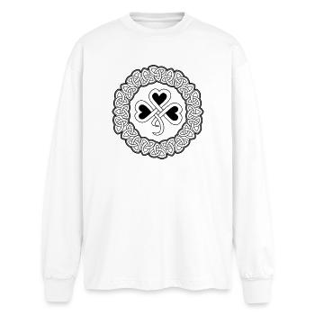 Nœud triquetra coeur symbole viking - T-shirt manches longues oversize - blanc - Devant - AI Model Male 185 light (185cm)